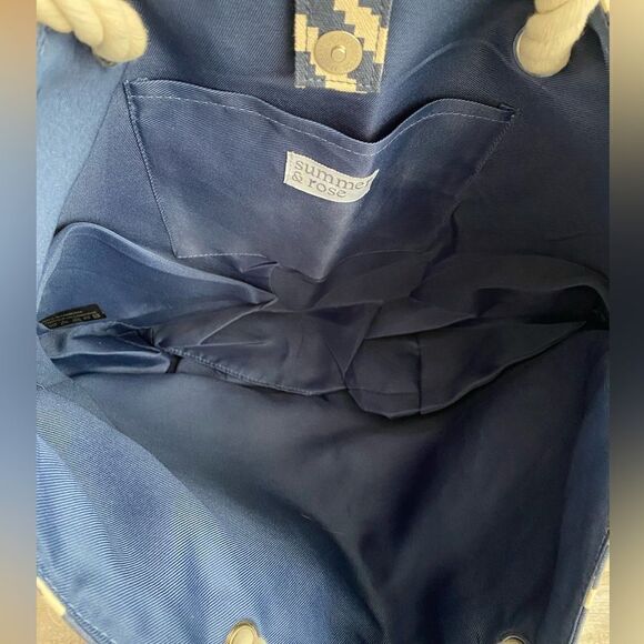 New Summer & Rose Navy and Cream Beach Tote - Picture 3 of 4